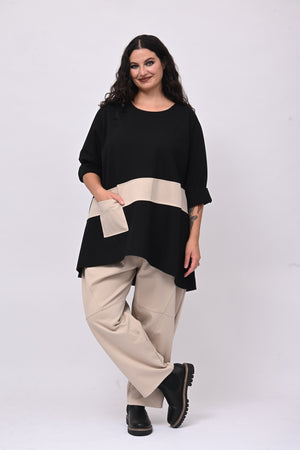 Maglia bicolore punto Milano - Nero