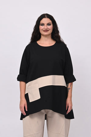 Maglia bicolore punto Milano - Nero
