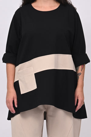 Maglia bicolore punto Milano - Nero