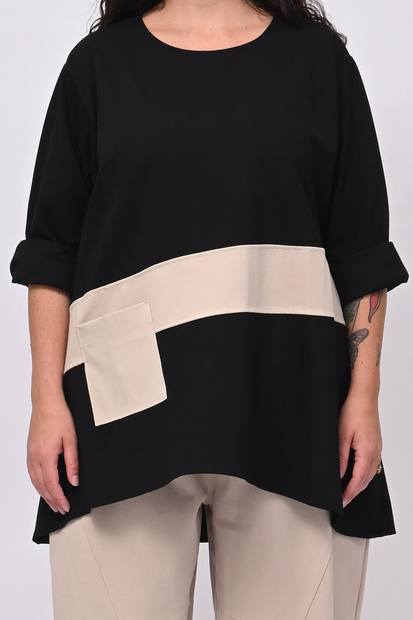 Maglia bicolore punto Milano - Nero