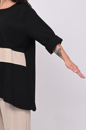 Maglia bicolore punto Milano - Nero