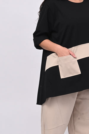 Maglia bicolore punto Milano - Nero