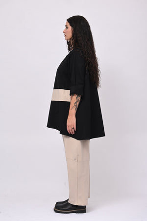 Maglia bicolore punto Milano - Nero