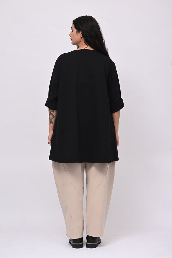 Maglia bicolore punto Milano - Nero
