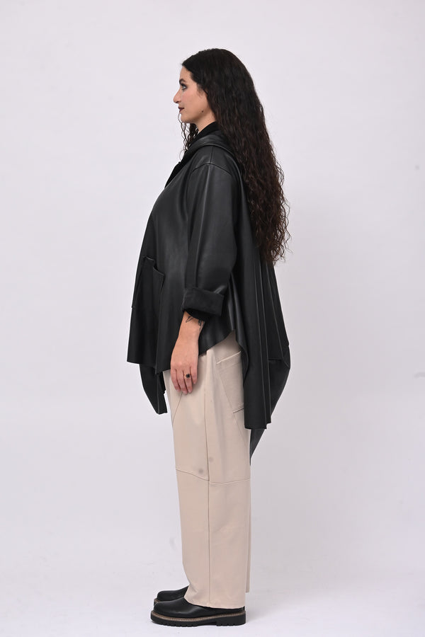 Cappottino zip ecopelle ruota - Nero
