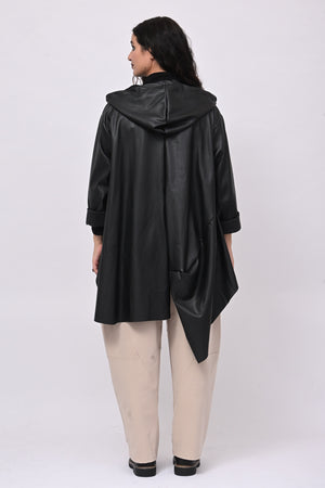 Cappottino zip ecopelle ruota - Nero