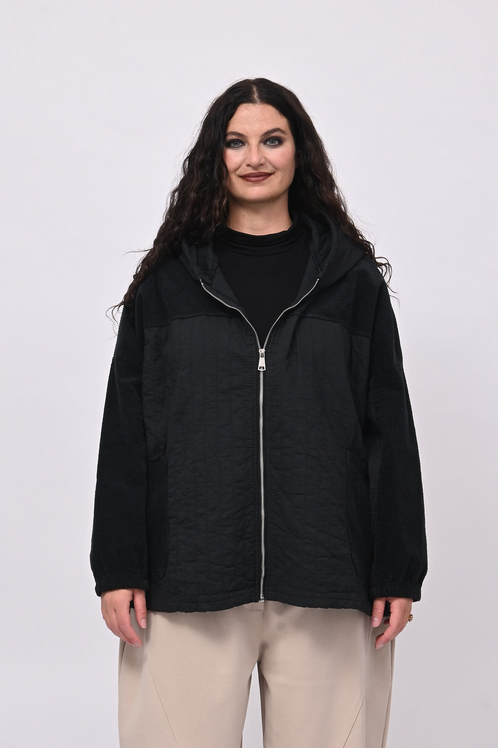 Giacca trapunta velluto - Nero