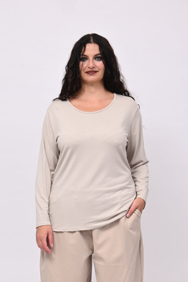 Maglia basica giro collo viscosa - Vaniglia