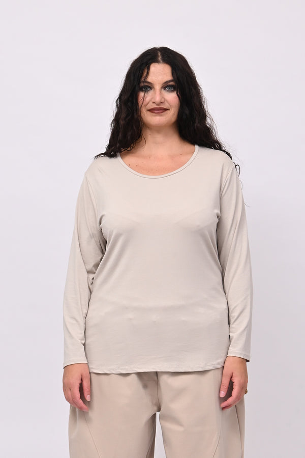 Maglia basica giro collo viscosa - Vaniglia