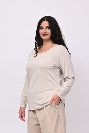 Maglia basica giro collo viscosa - Vaniglia