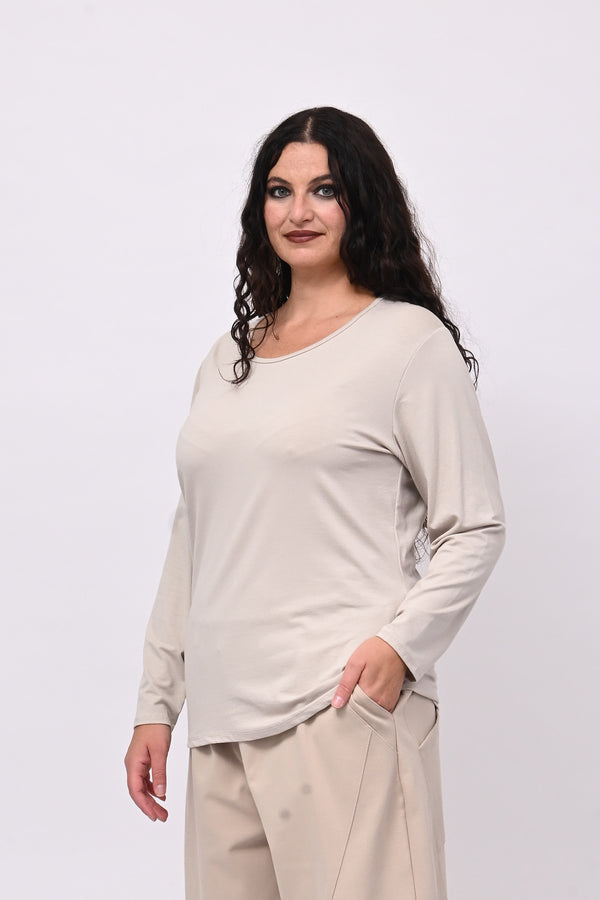 Maglia basica giro collo viscosa - Vaniglia