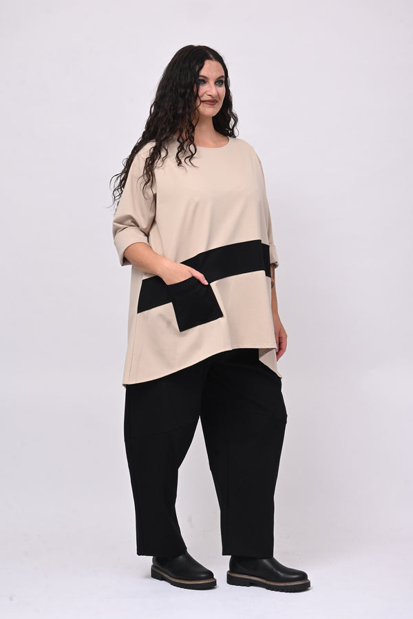 Maglia bicolore punto Milano - Burro