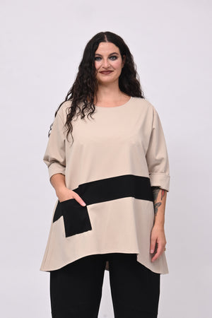 Maglia bicolore punto Milano - Burro