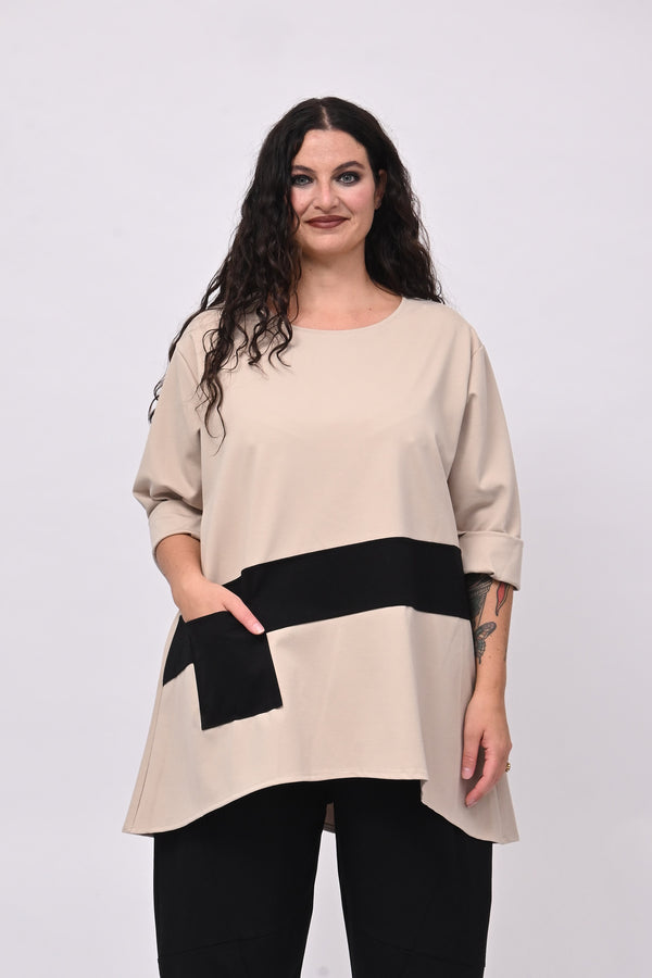 Maglia bicolore punto Milano - Burro