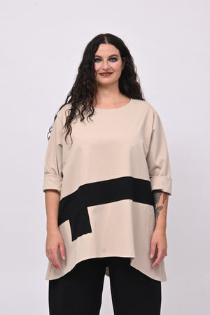 Maglia bicolore punto Milano - Burro