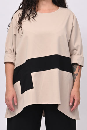 Maglia bicolore punto Milano - Burro