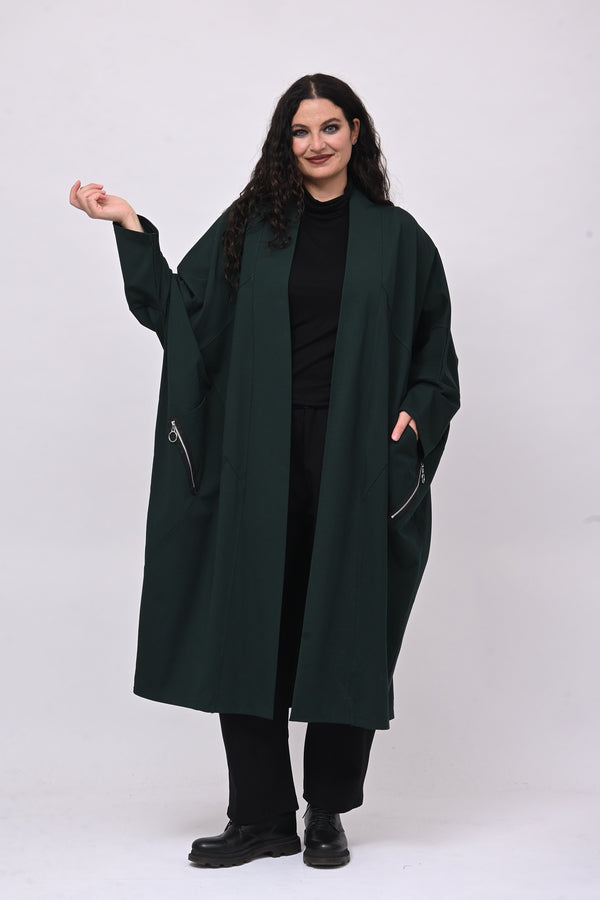 Cappottino punto Milano zip - Verde bottiglia