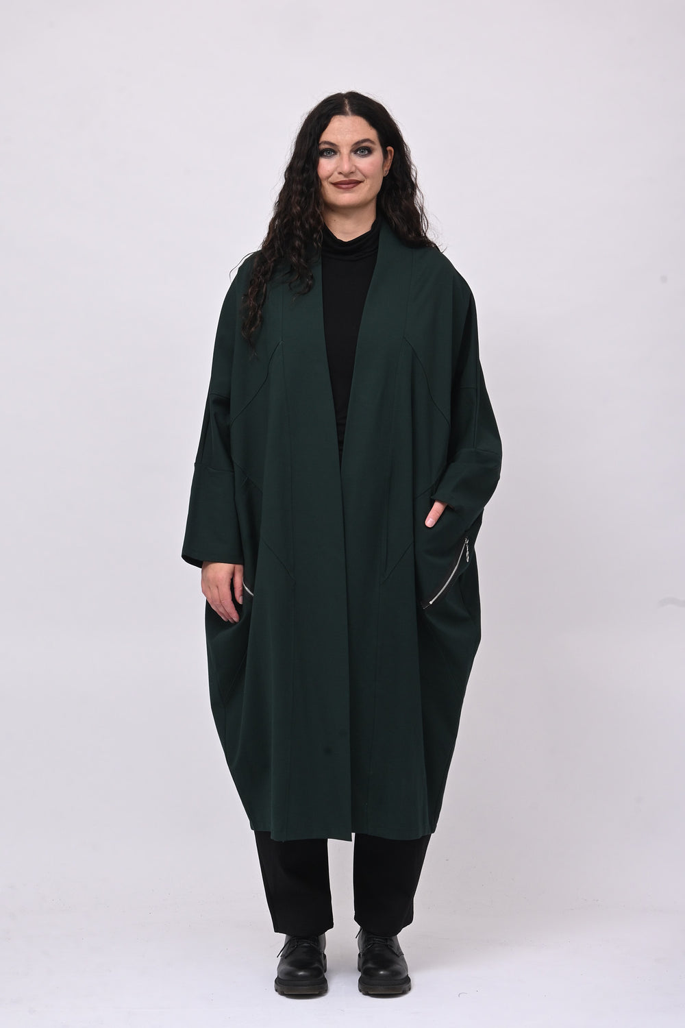 Cappottino punto Milano zip - Verde bottiglia