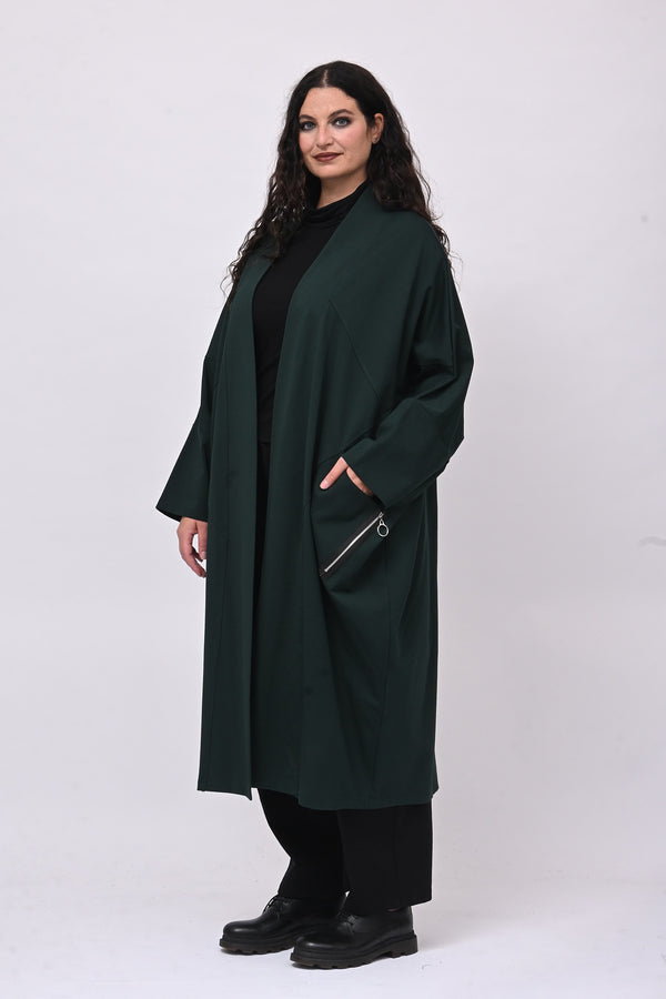 Cappottino punto Milano zip - Verde bottiglia