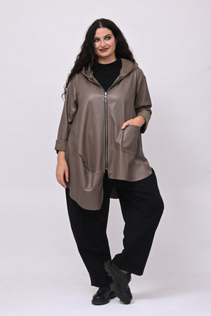Cappottino zip ecopelle ruota - Fango