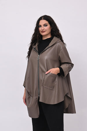 Cappottino zip ecopelle ruota - Fango