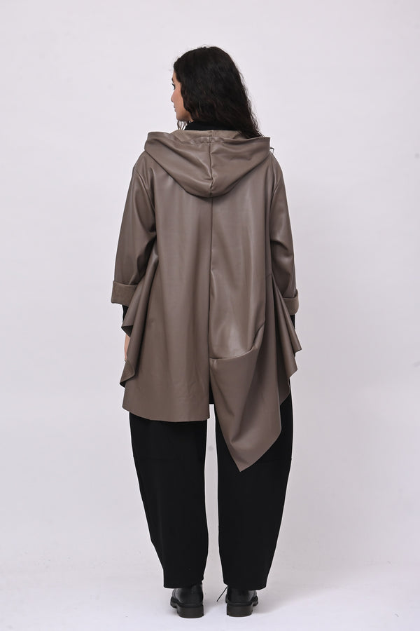Cappottino zip ecopelle ruota - Fango
