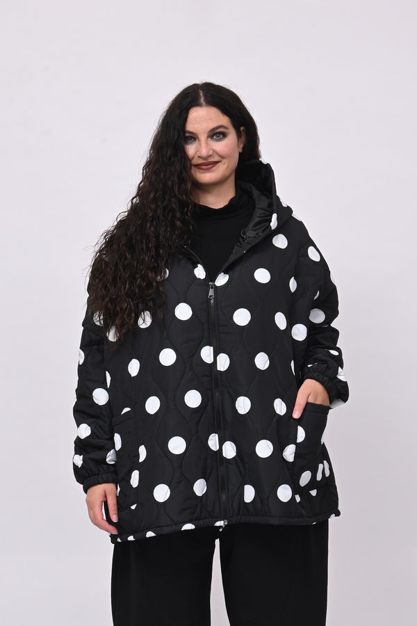 Piumino over pois - Nero