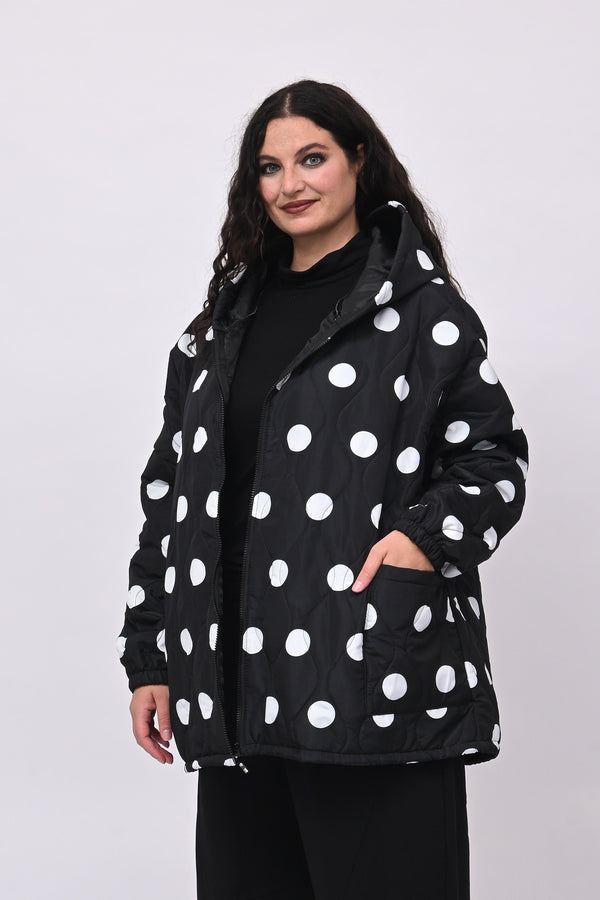 Piumino over pois - Nero