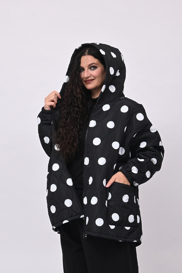 Piumino over pois - Nero