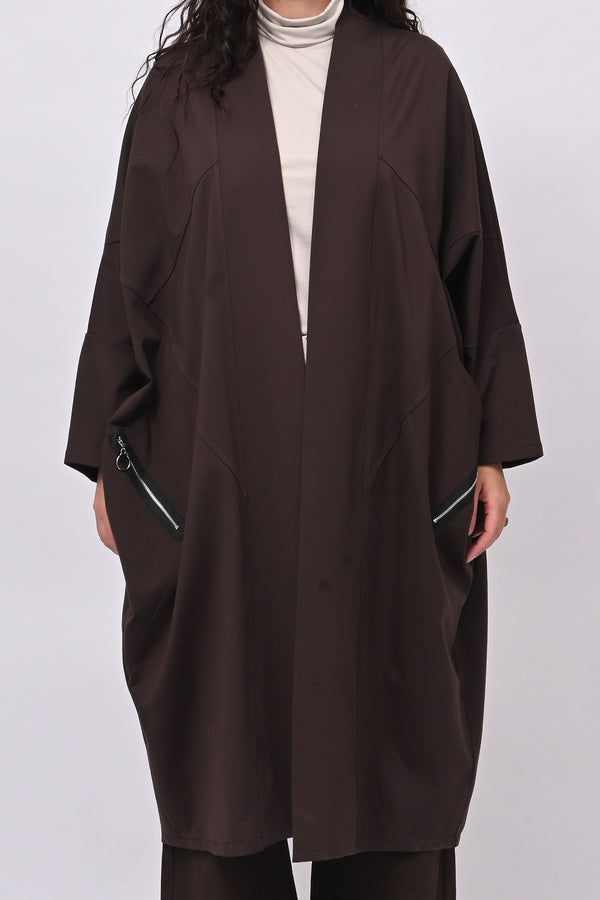 Cappottino punto Milano zip - Moro