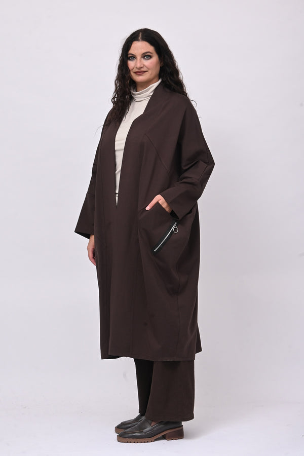 Cappottino punto Milano zip - Moro