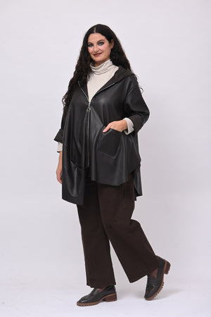 Cappottino zip ecopelle ruota - Moro