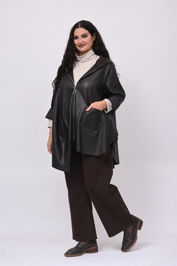 Cappottino zip ecopelle ruota - Moro