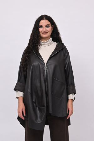 Cappottino zip ecopelle ruota - Moro