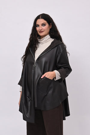 Cappottino zip ecopelle ruota - Moro