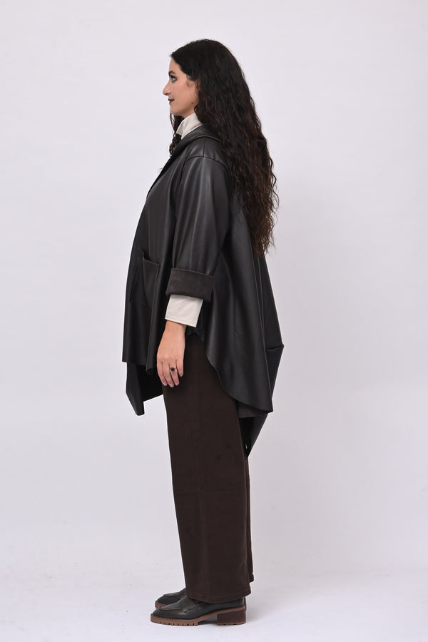 Cappottino zip ecopelle ruota - Moro