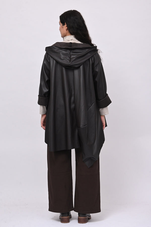 Cappottino zip ecopelle ruota - Moro