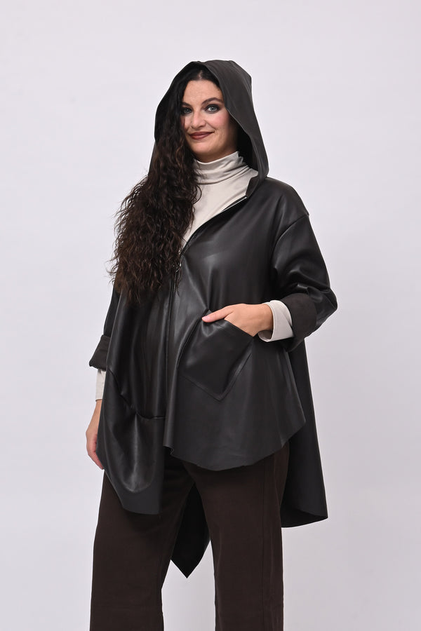 Cappottino zip ecopelle ruota - Moro