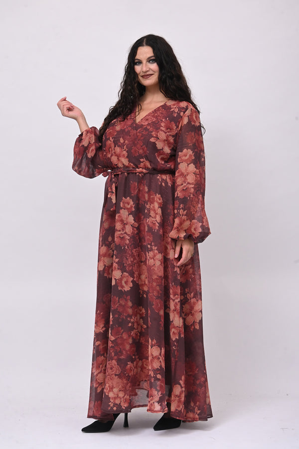 Abito fiori lurex - Vino