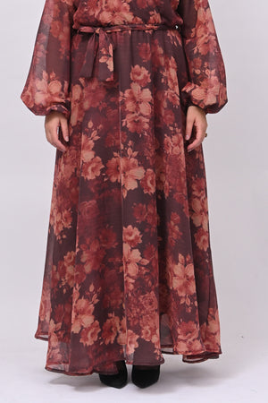 Abito fiori lurex - Vino