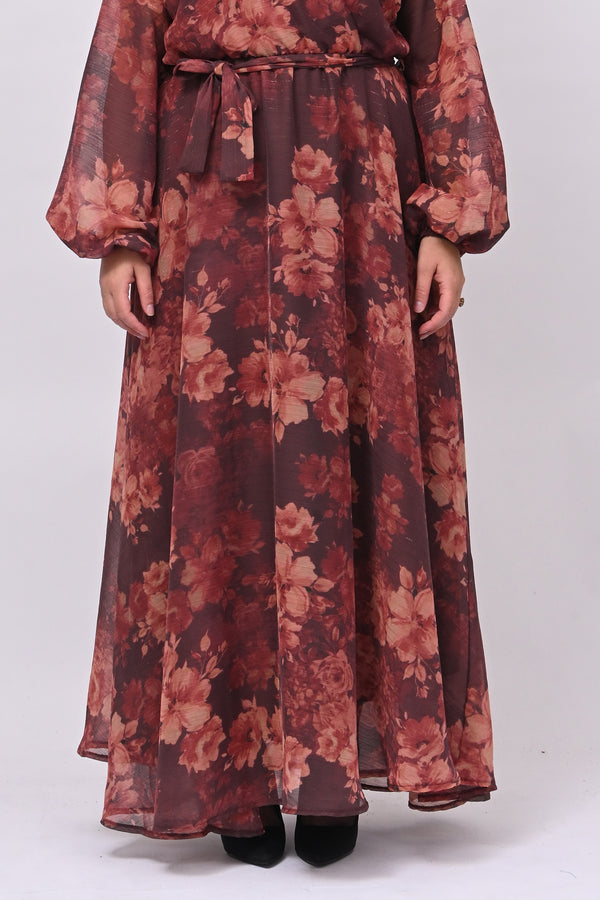 Abito fiori lurex - Vino