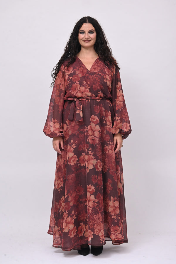 Abito fiori lurex - Vino
