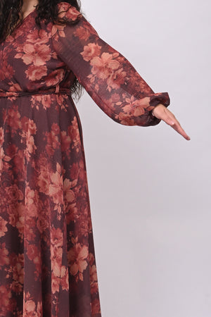 Abito fiori lurex - Vino