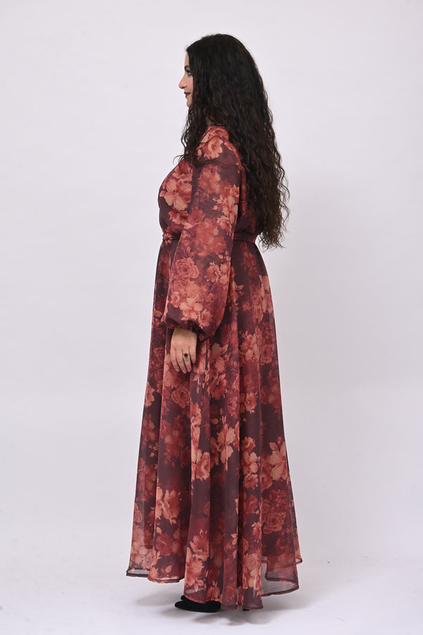 Abito fiori lurex - Vino
