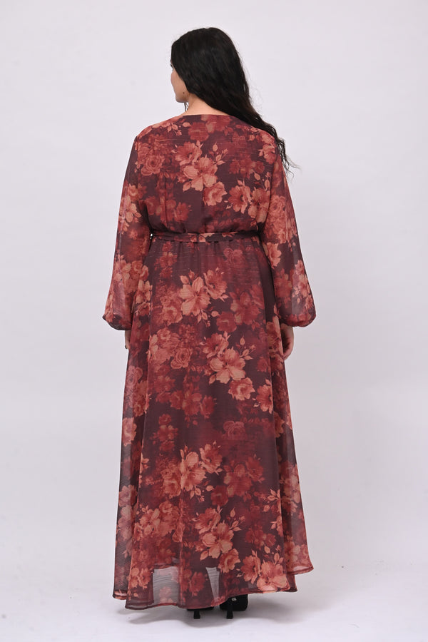 Abito fiori lurex - Vino