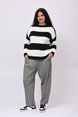 Pull righe liscio - Nero