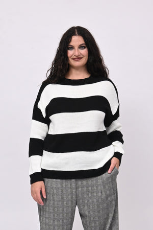 Pull righe liscio - Nero