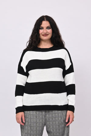 Pull righe liscio - Nero