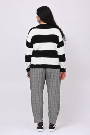 Pull righe liscio - Nero