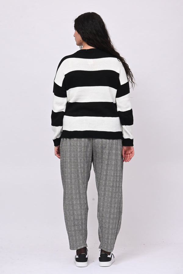 Pull righe liscio - Nero
